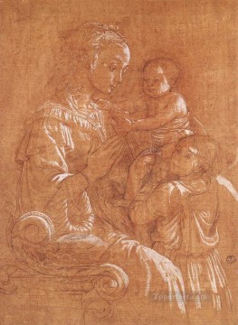  angel - Virgen con el niño y dos ángeles dibujo renacentista Filippo Lippi